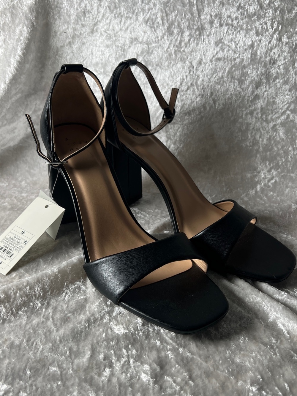a new day Black Block Heel Ankle-Strap Sandals